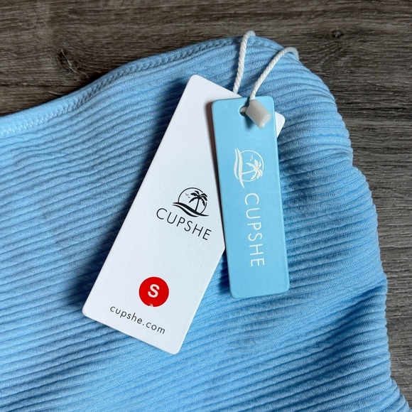 NEW Cupshe blue and white one shoulder one piece swimsuit - Picture 4 of 8